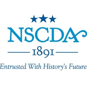 blue NSCDA logo below three navy blue stars and above 